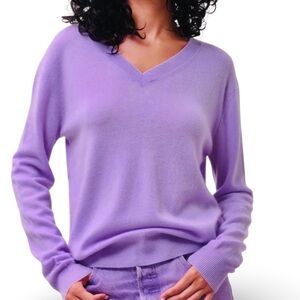 100% Cashmere Lavender V-Neck by Charter Club Luxury Black Label Size XLP
